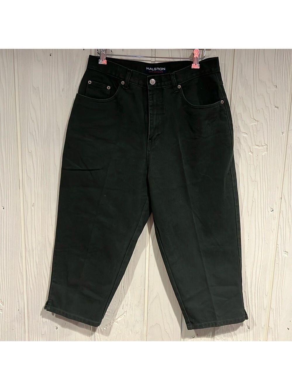Halston Jeanswear Olive Green Crop Cotton Jeans Size 10